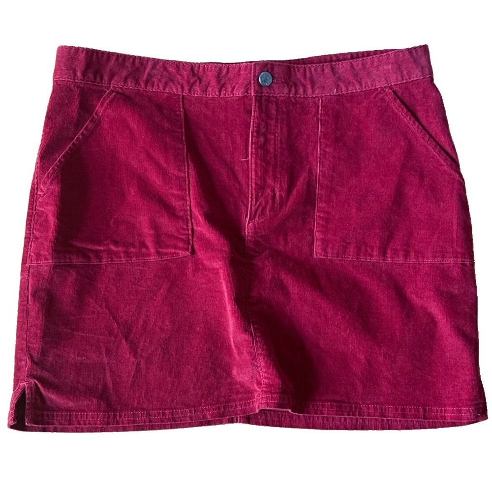 Mountain Khakis Skirt Womens Large Red Mini Corduroy Classic Fit Stretch EUC